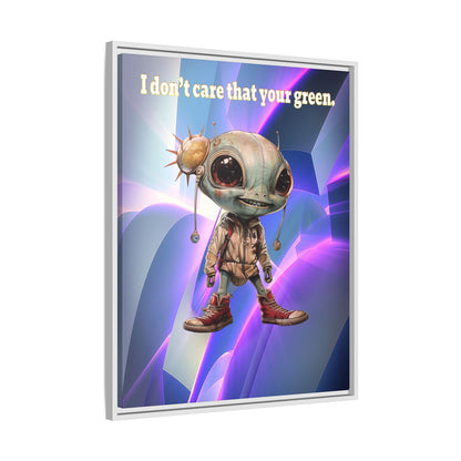 I don't care that your green - framed canvas art (grey-pink wave)
