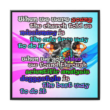 doggystyle - framed canvas art (light blue-pink wave)
