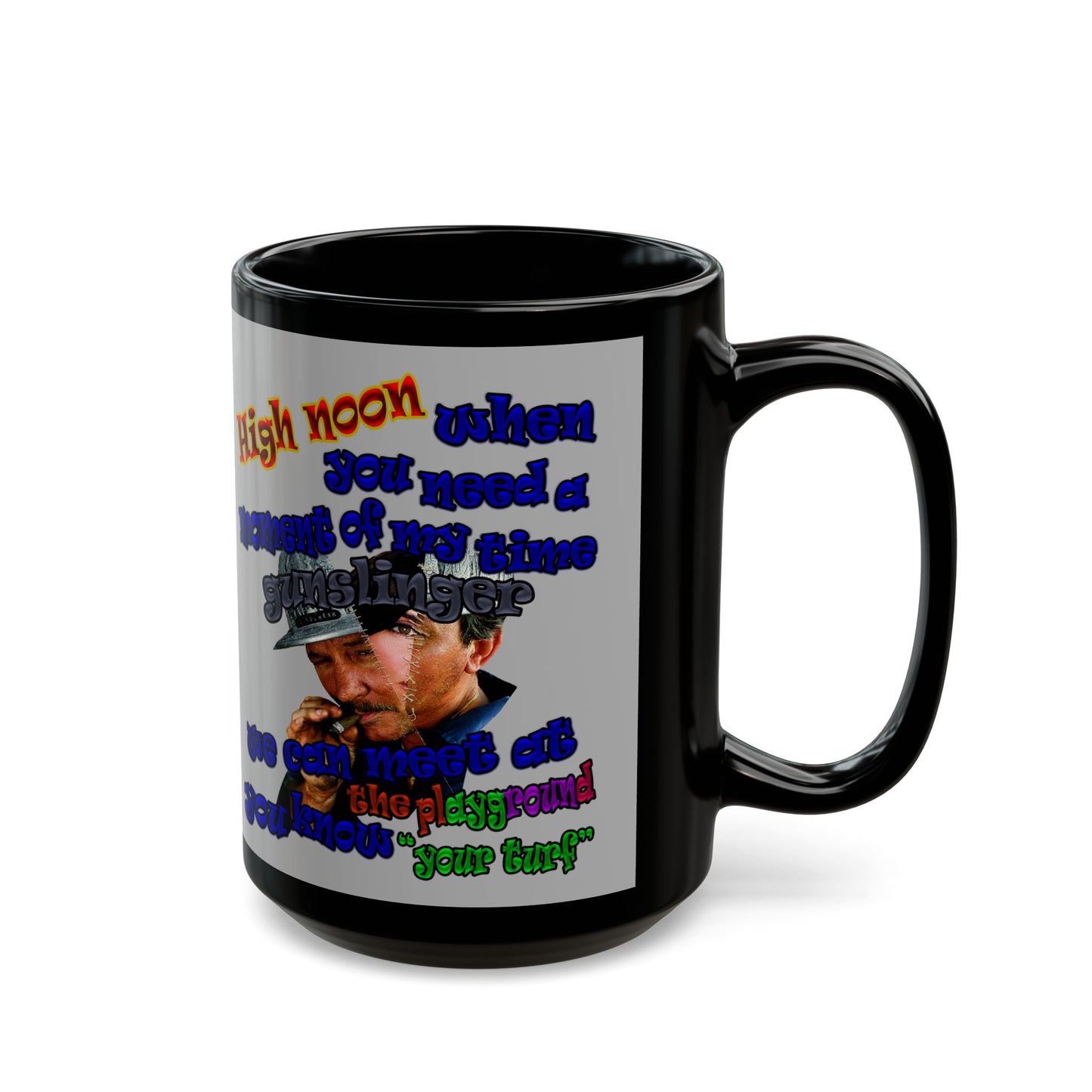 high noon - Black Mug (light grey)
