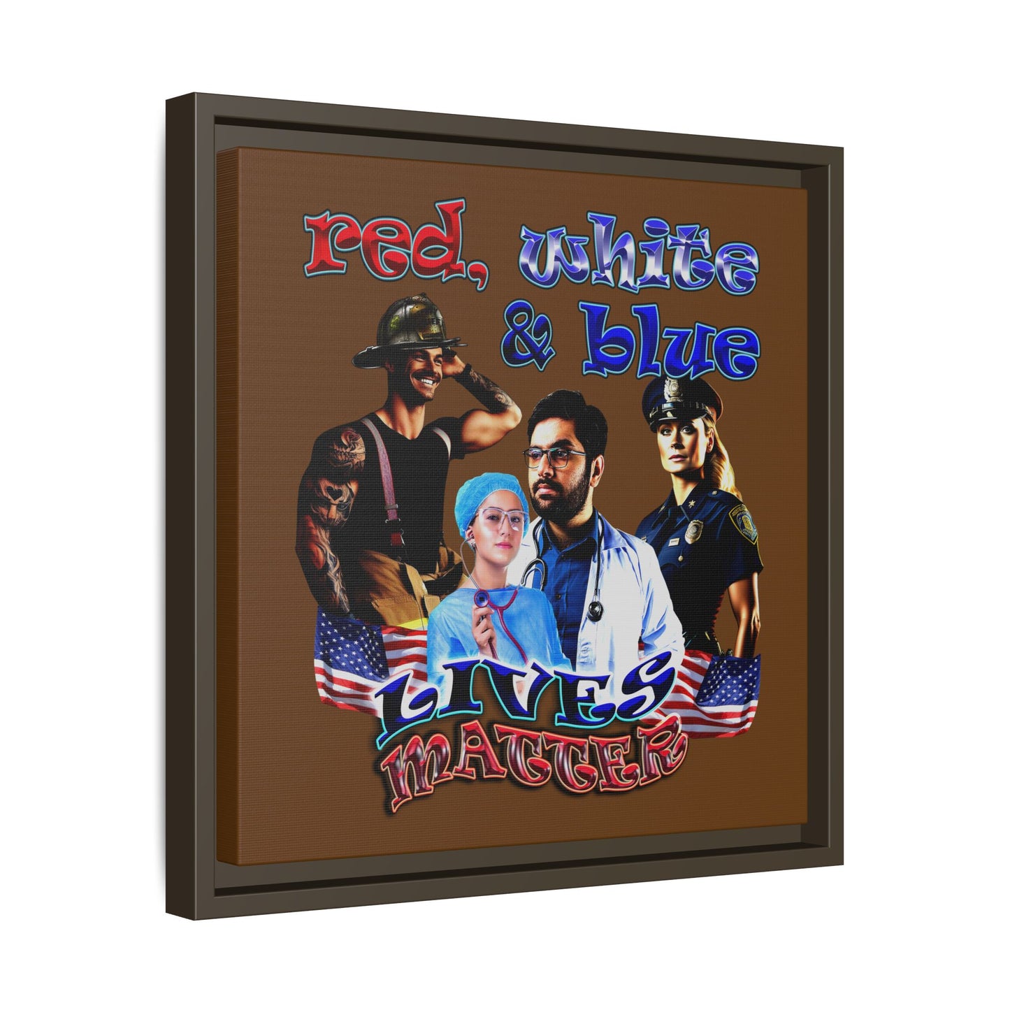 rw&b lives matter - framed canvas art (brown)