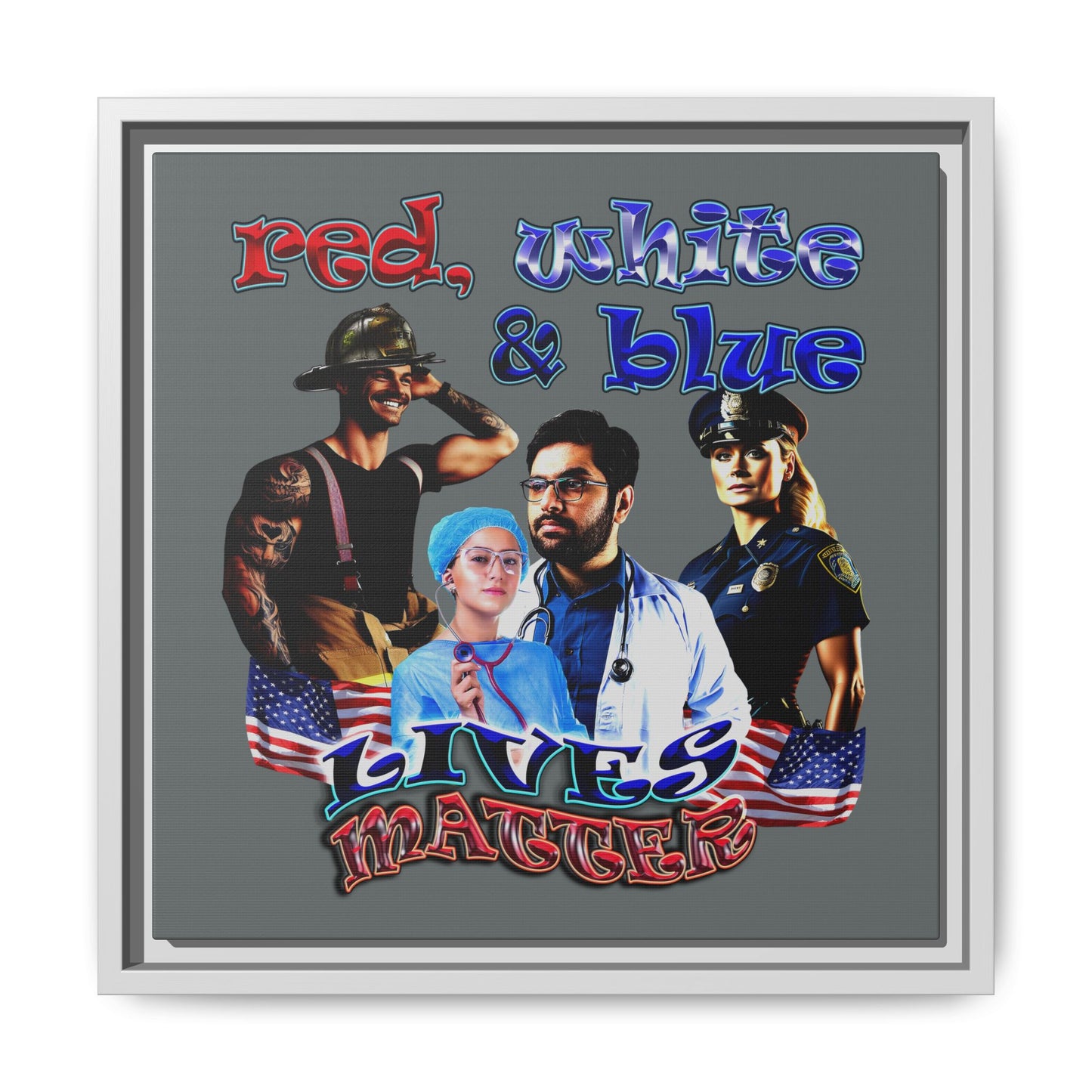 rw&b lives matter - framed canvas art (dark grey)