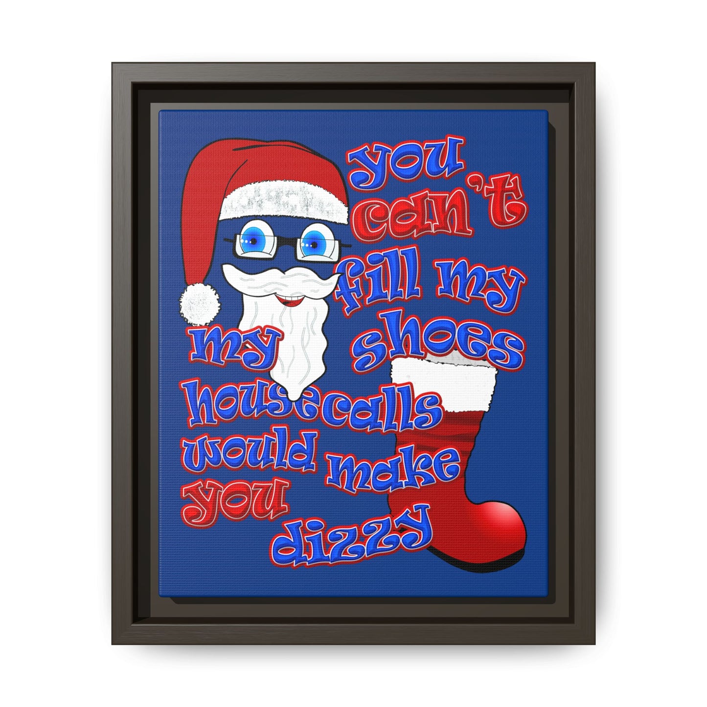 santa's shoes - framed canvas art (dark blue)