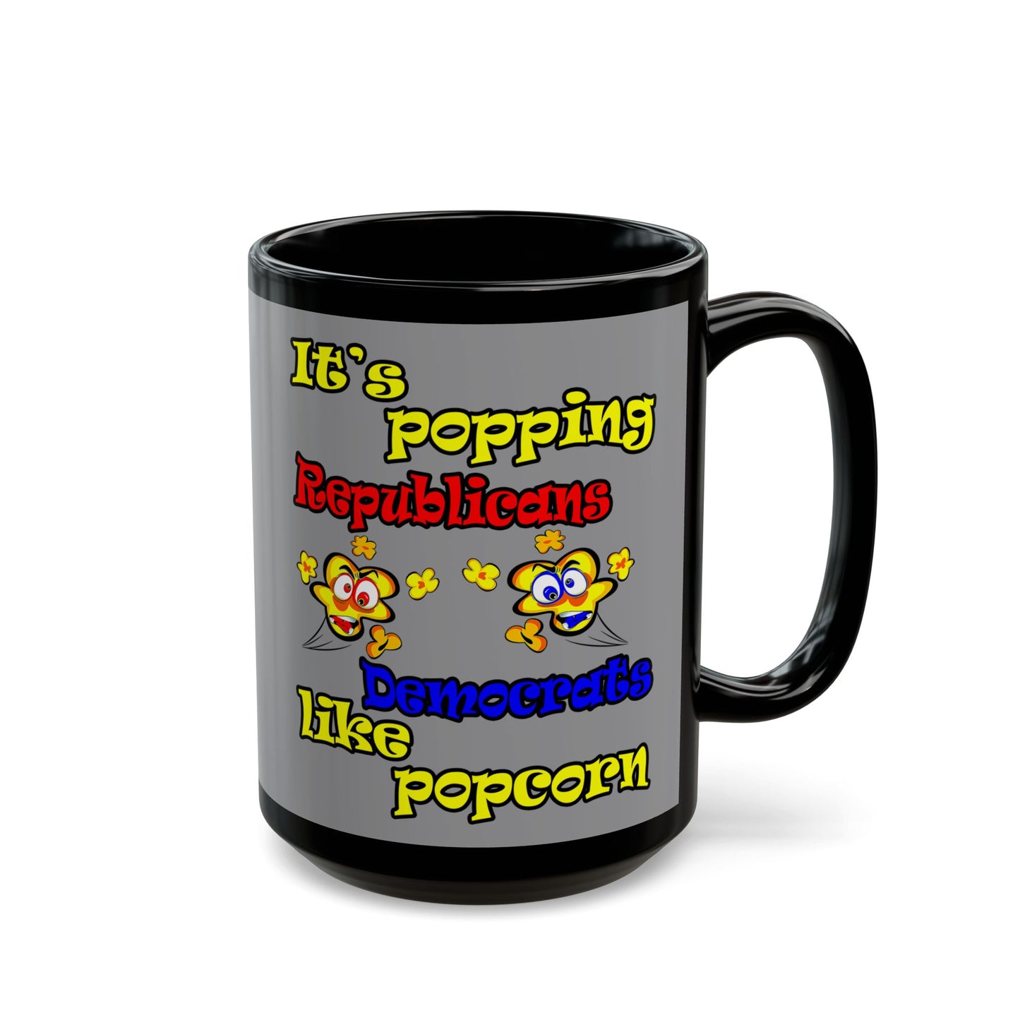 popping like popcorn - Black Mug (grey)