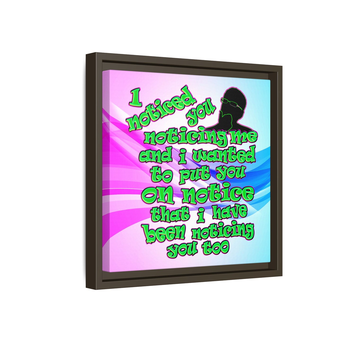 noticed you noticing - framed canvas art (light blue-pink wave)