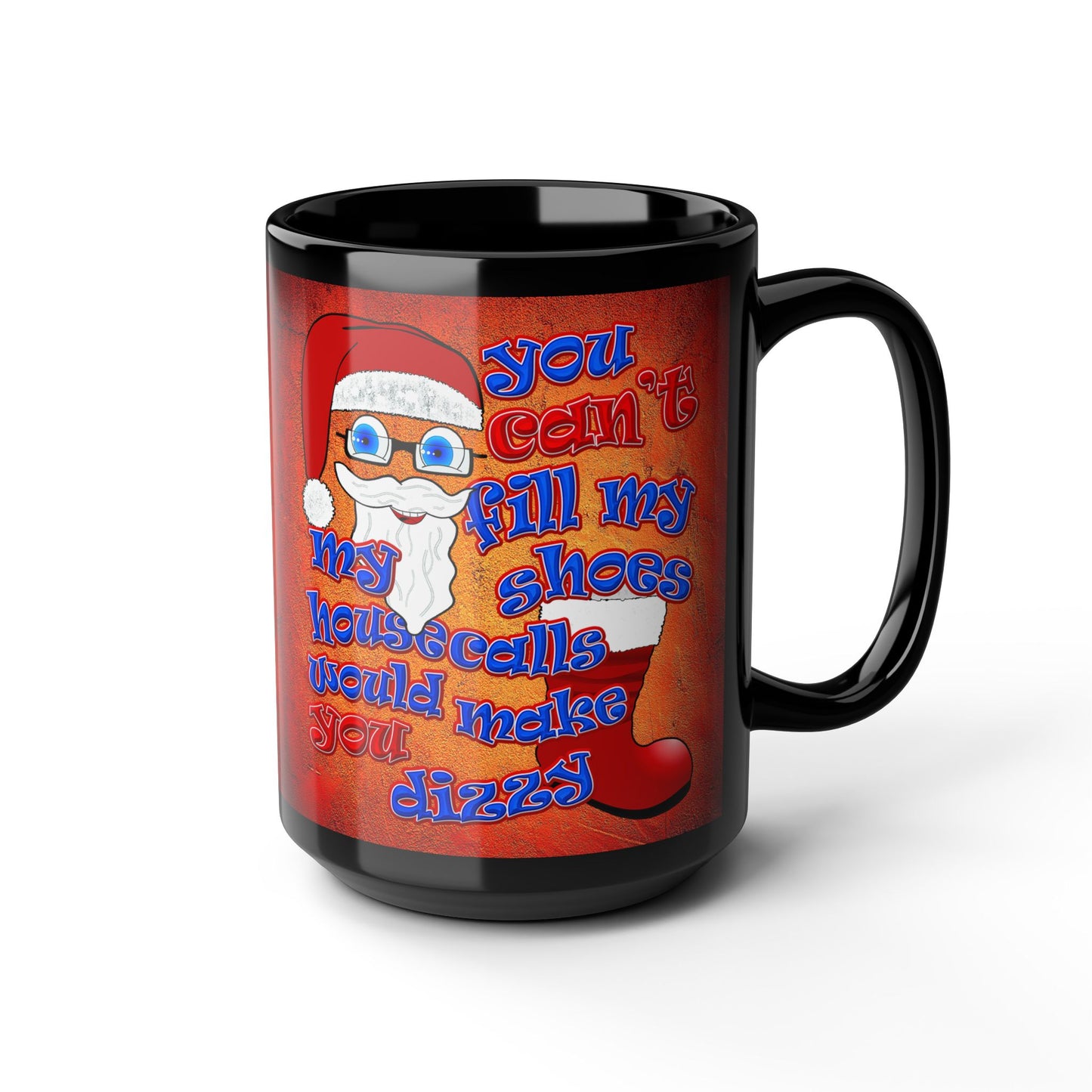 santa's shoes - Black Mug (burnt orange)