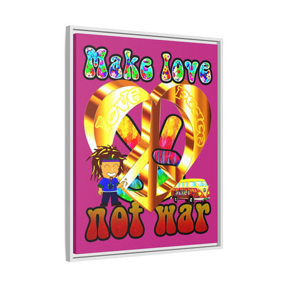 love peace - framed canvas art (pink)