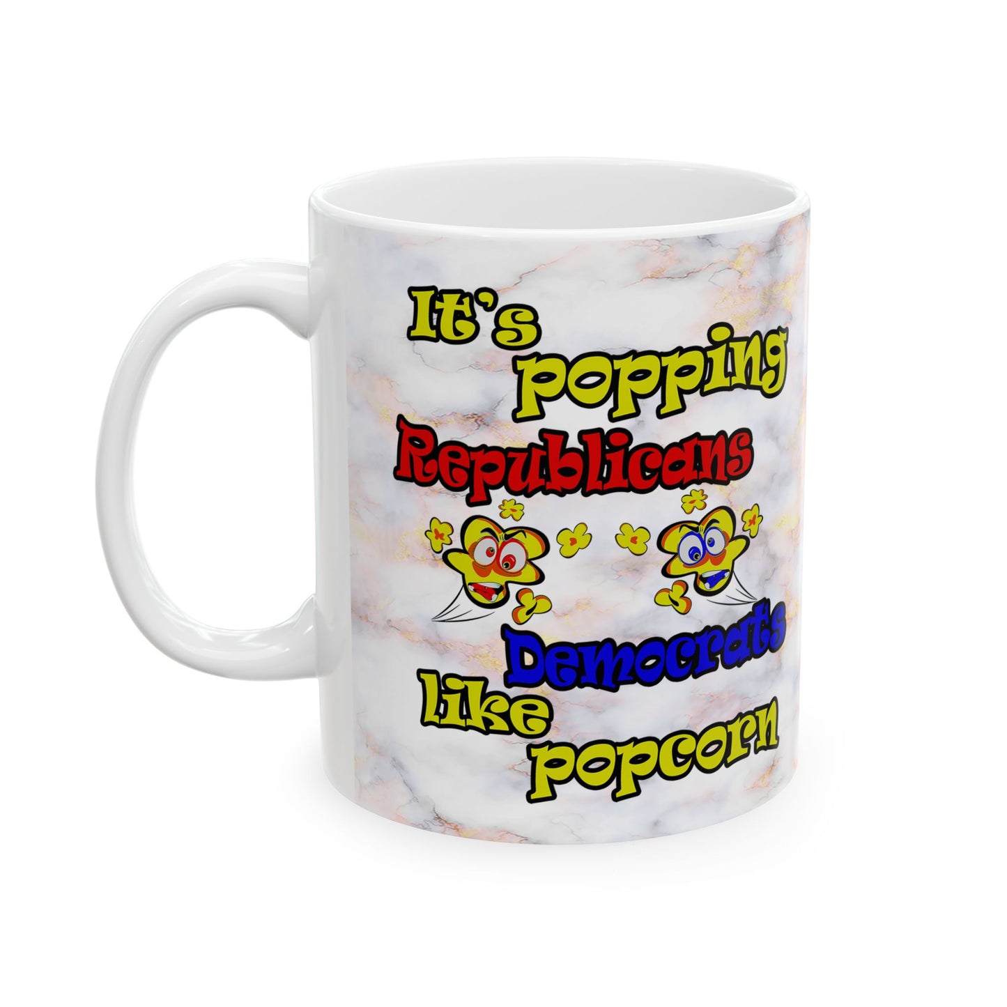 popping like popcorn - White Mug (white marble)