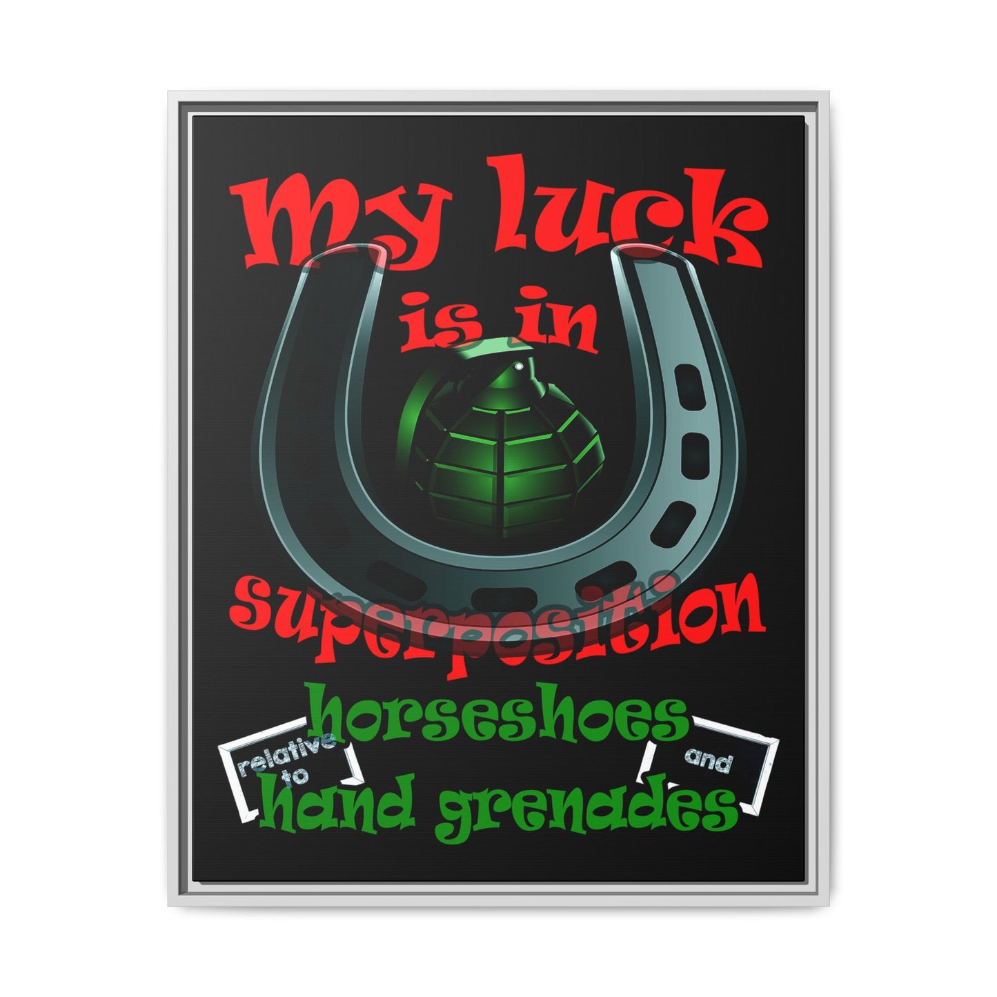 my luck - framed canvas art (black)