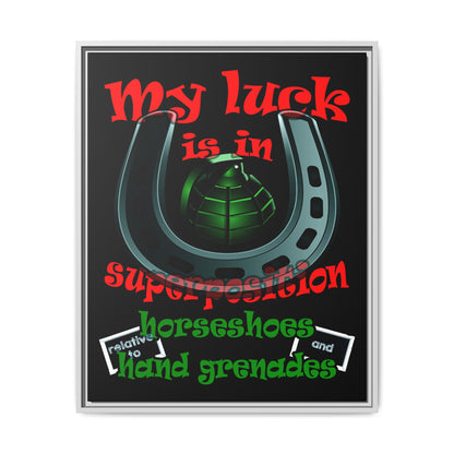 my luck - framed canvas art (black)