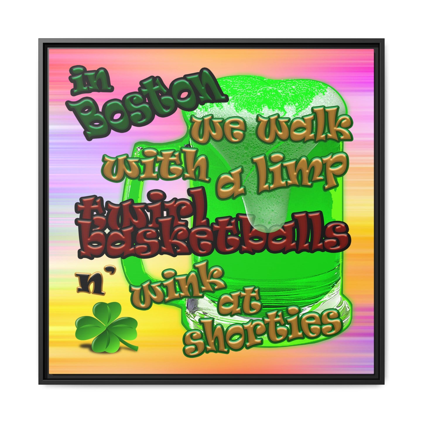 celtics logo - framed canvas art (color blur)