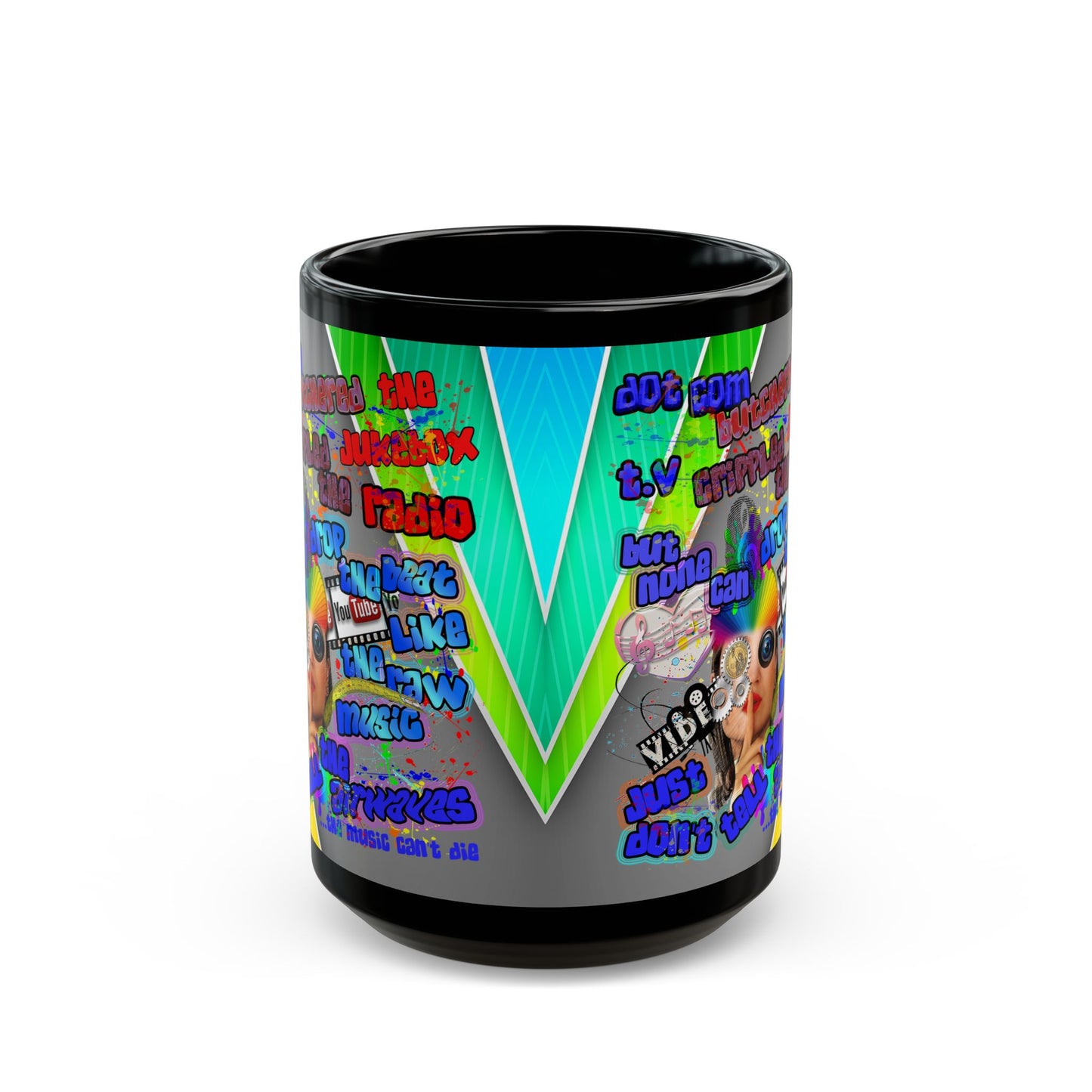 drop the beat - Black Mug (rainbow split)