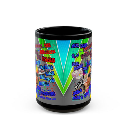 drop the beat - Black Mug (rainbow split)
