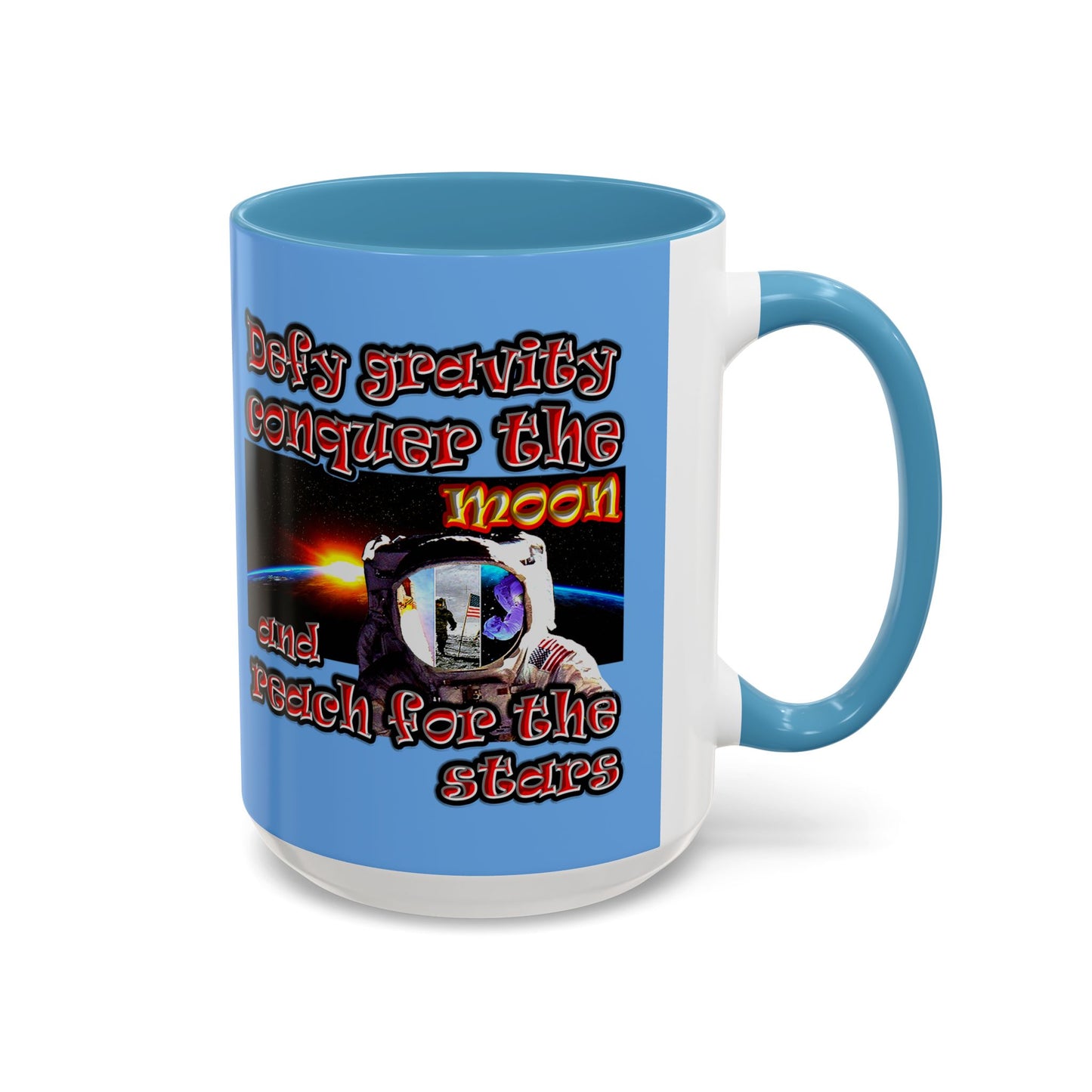 defy conquer reach - Accent Mug (light blue)