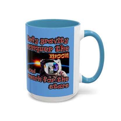 defy conquer reach - Accent Mug (light blue)