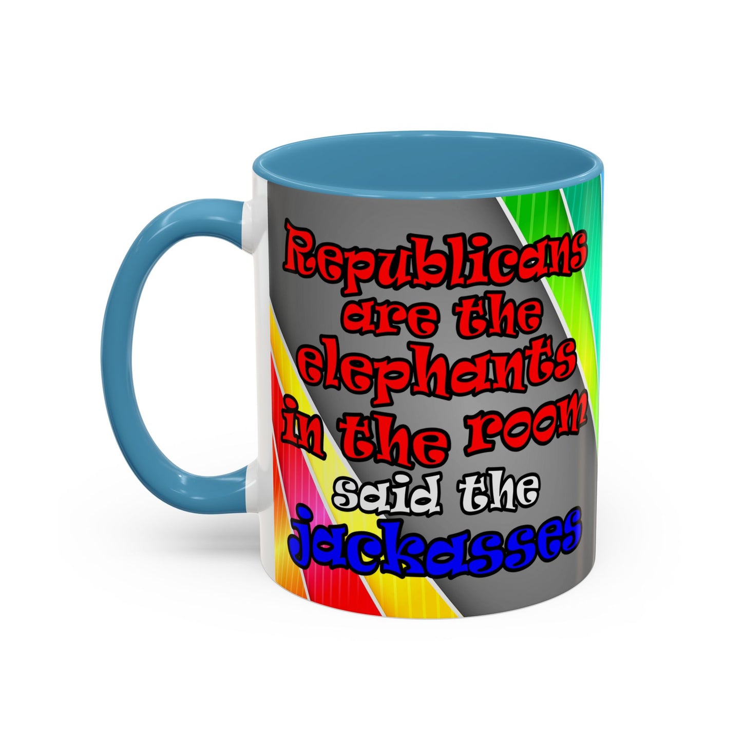 donkeys and elephants - Accent Mug (rainbow split)