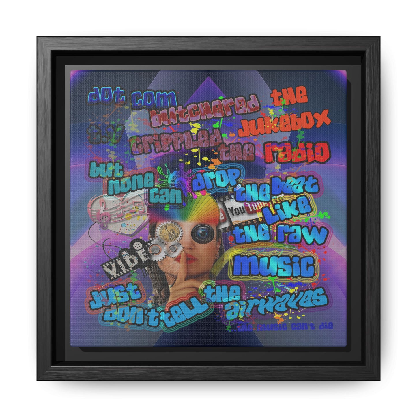 drop the beat - framed canvas art (grey-pink wave)