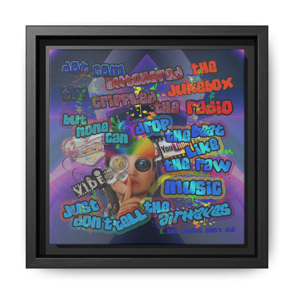 drop the beat - framed canvas art (grey-pink wave)