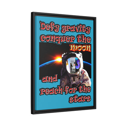 defy conquer reach - framed canvas art (turquoise)