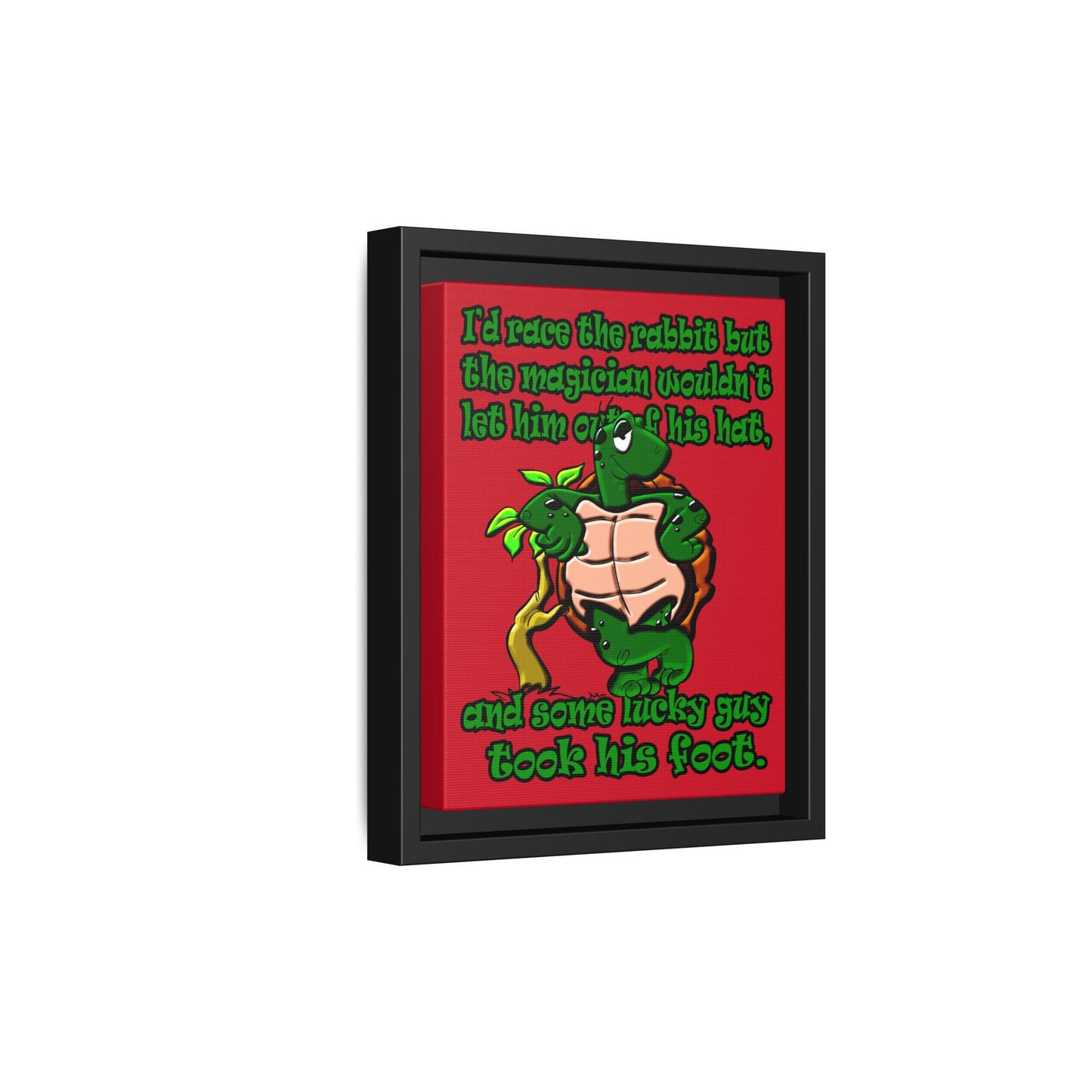 turtle race - framed canvas art (dark red)