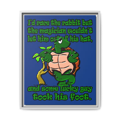 turtle race - framed canvas art (dark blue)
