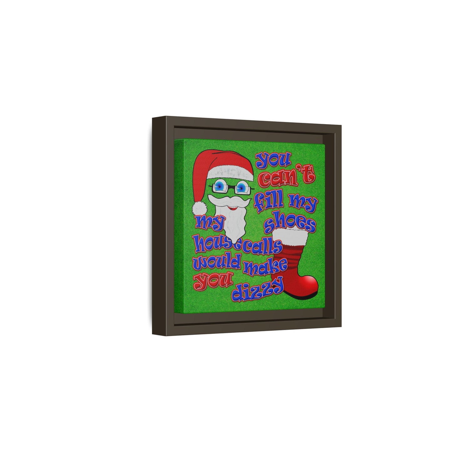 santa's shoes - framed canvas art (green turf)