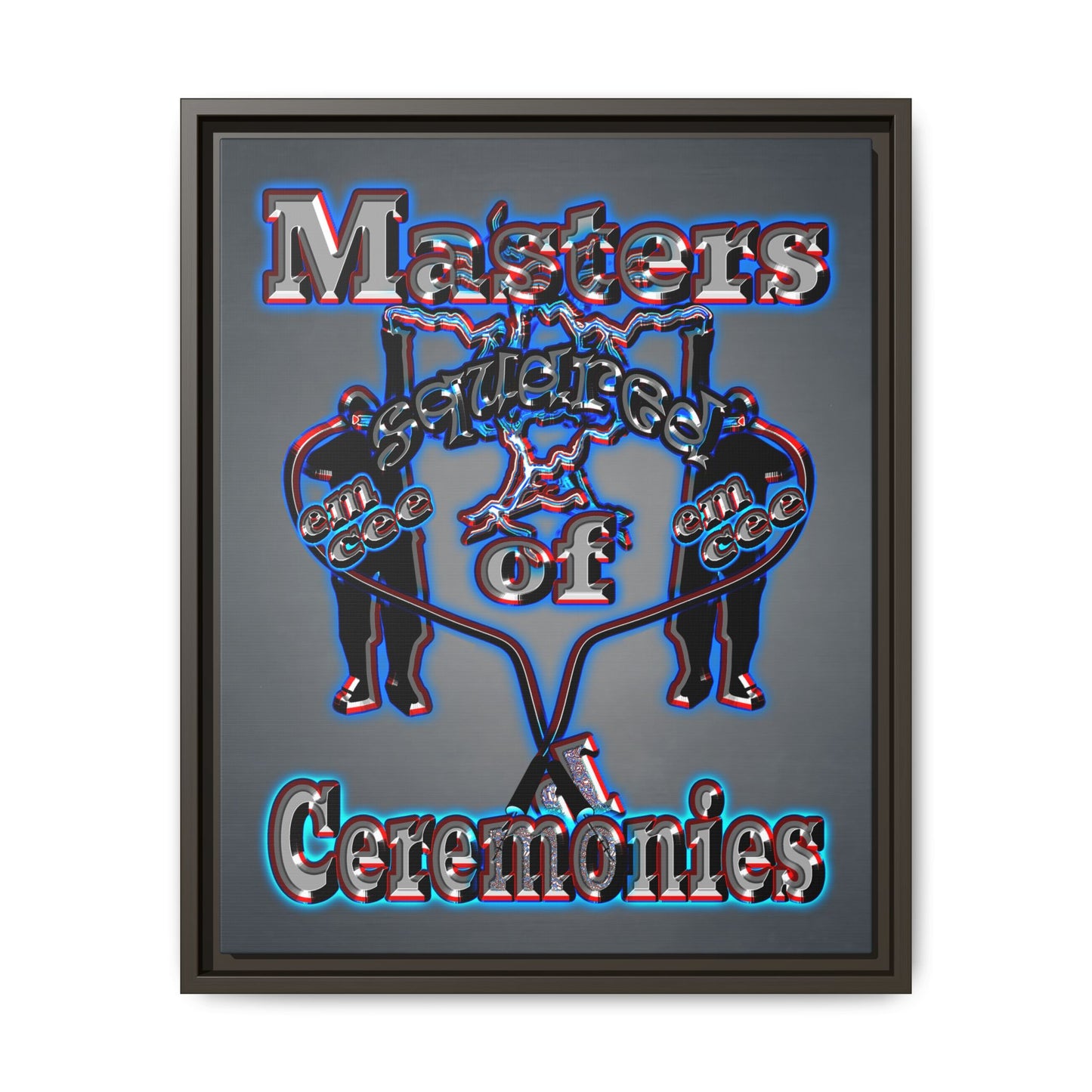 em cee squared - framed canvas art (grey-light grey)