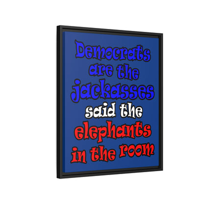 donkeys and elephants - framed canvas art (dark blue)