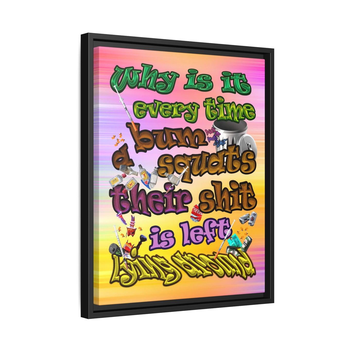 the bum's shit - framed canvas art (color blur)