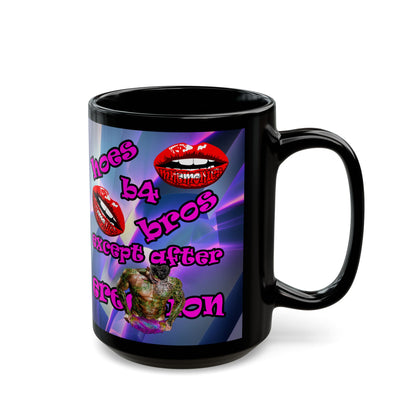 hoes b4 bros - Black Mug (grey-pink wave)