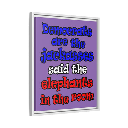 donkeys and elephants - framed canvas art (light purple)
