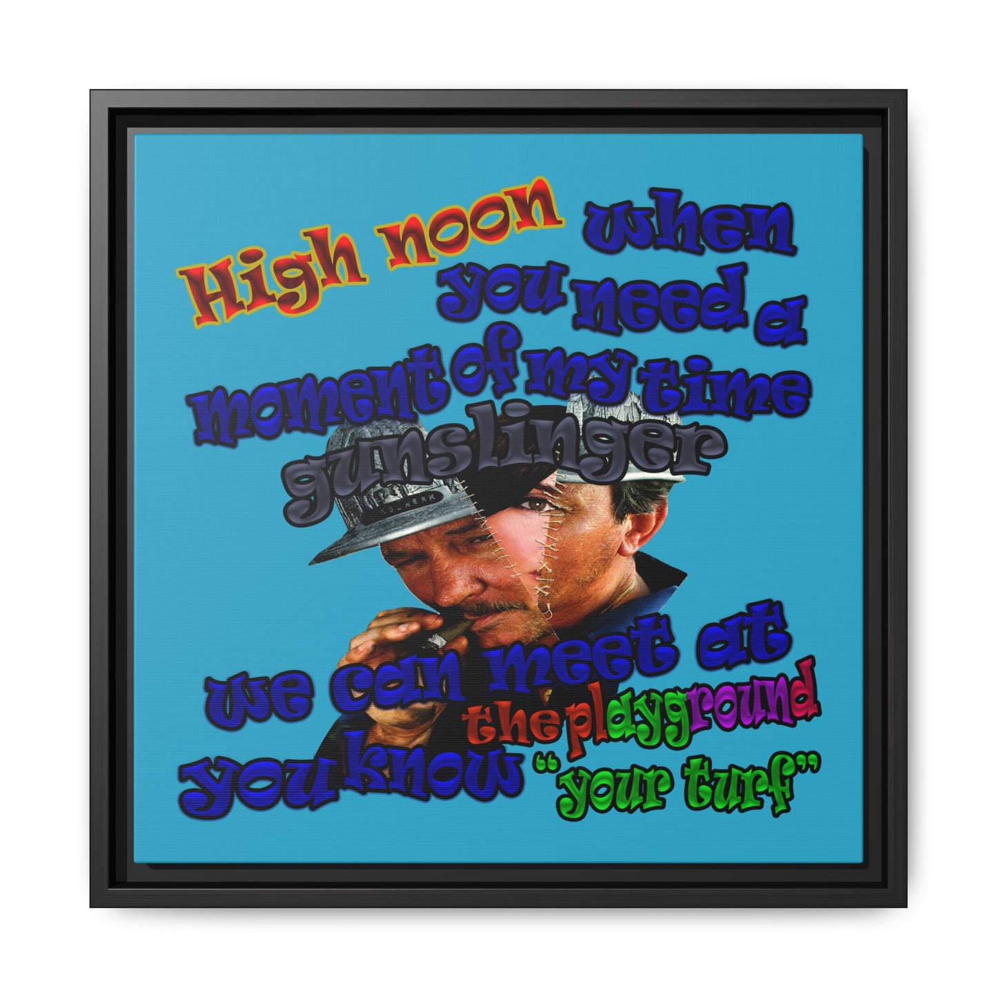 high noon - framed canvas art (turquoise)
