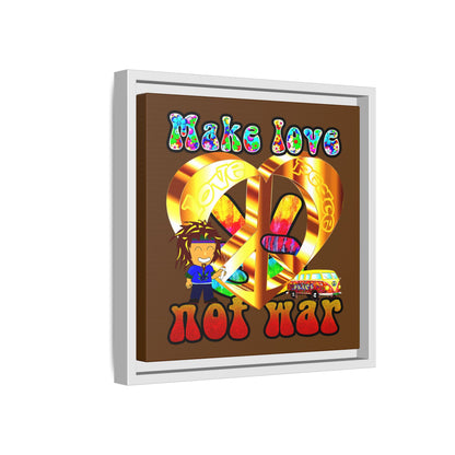 love peace - framed canvas art (brown)
