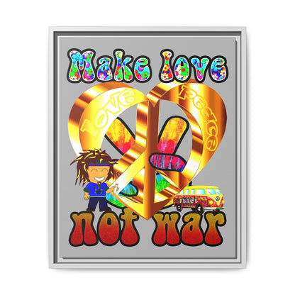 love peace - framed canvas art (light grey)