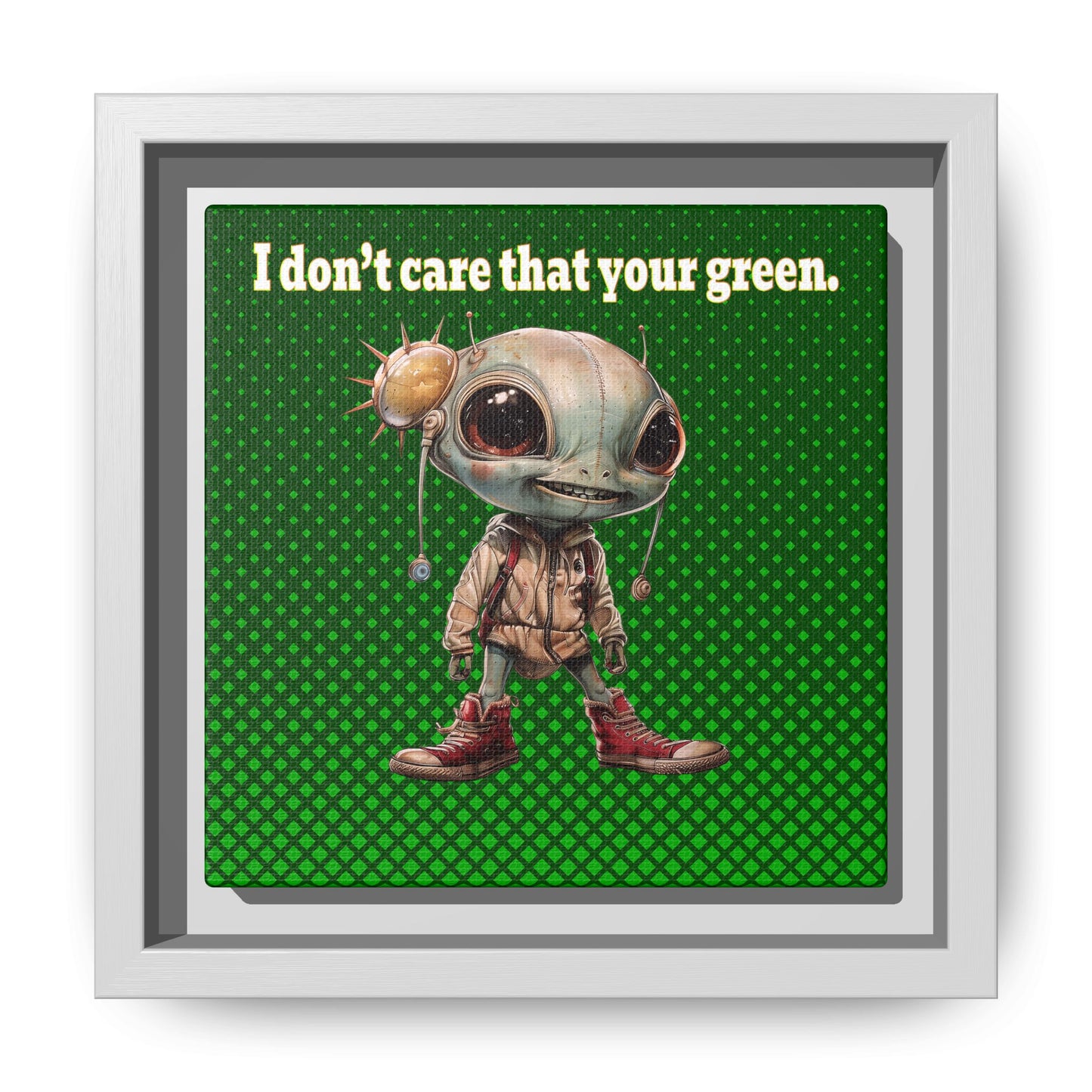 I don't care that your green - framed canvas art (logo green)