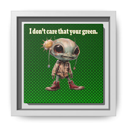 I don't care that your green - framed canvas art (logo green)