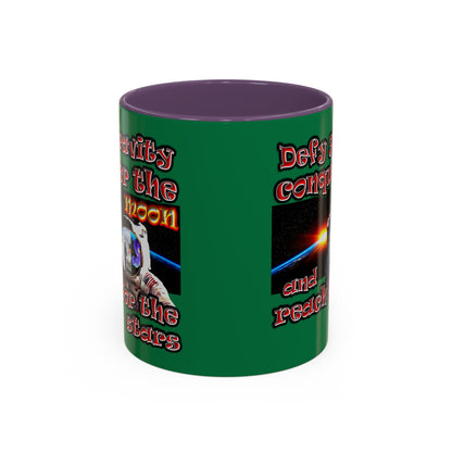 defy conquer reach - Accent Mug (dark green)