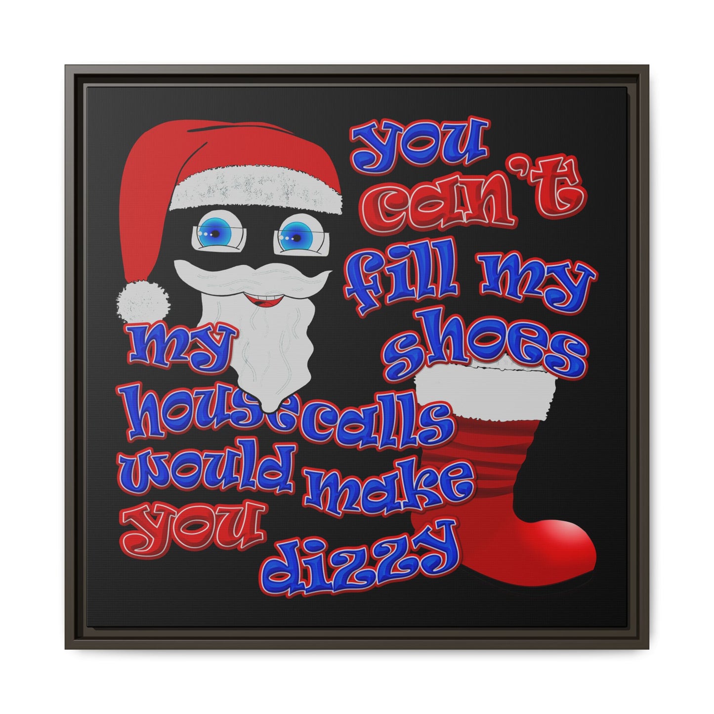 santa's shoes - framed canvas art (black)