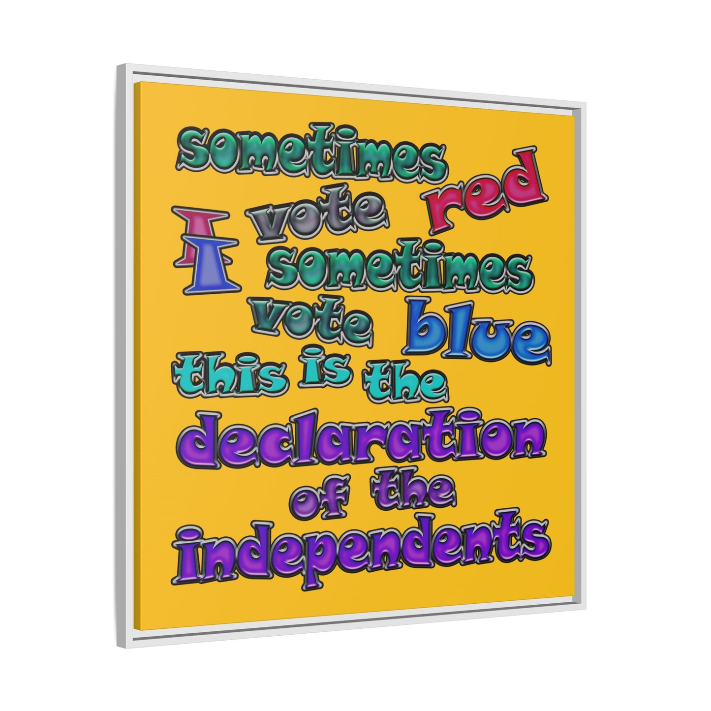 declaration of the independents - framed canvas art (yellow)
