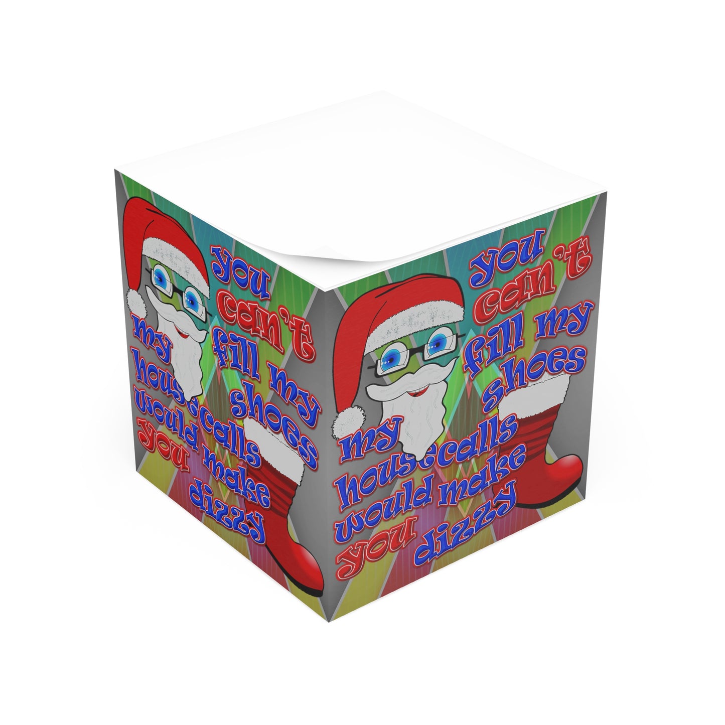 santa's shoes - note cube (rainbow split)