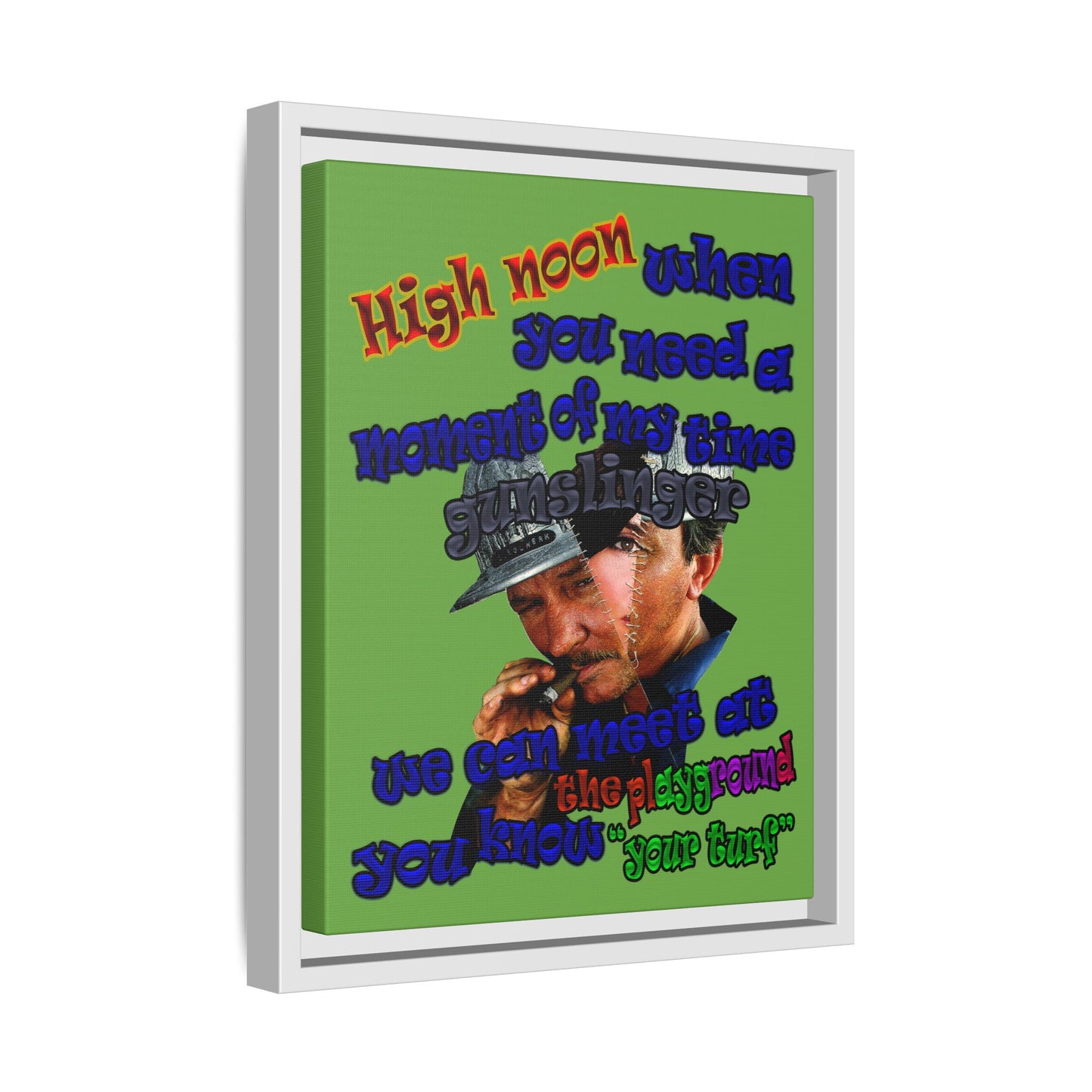 high noon - framed canvas art (green)