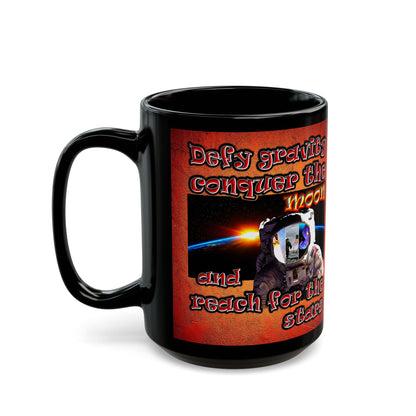 defy conquer reach - Black Mug (burnt orange)