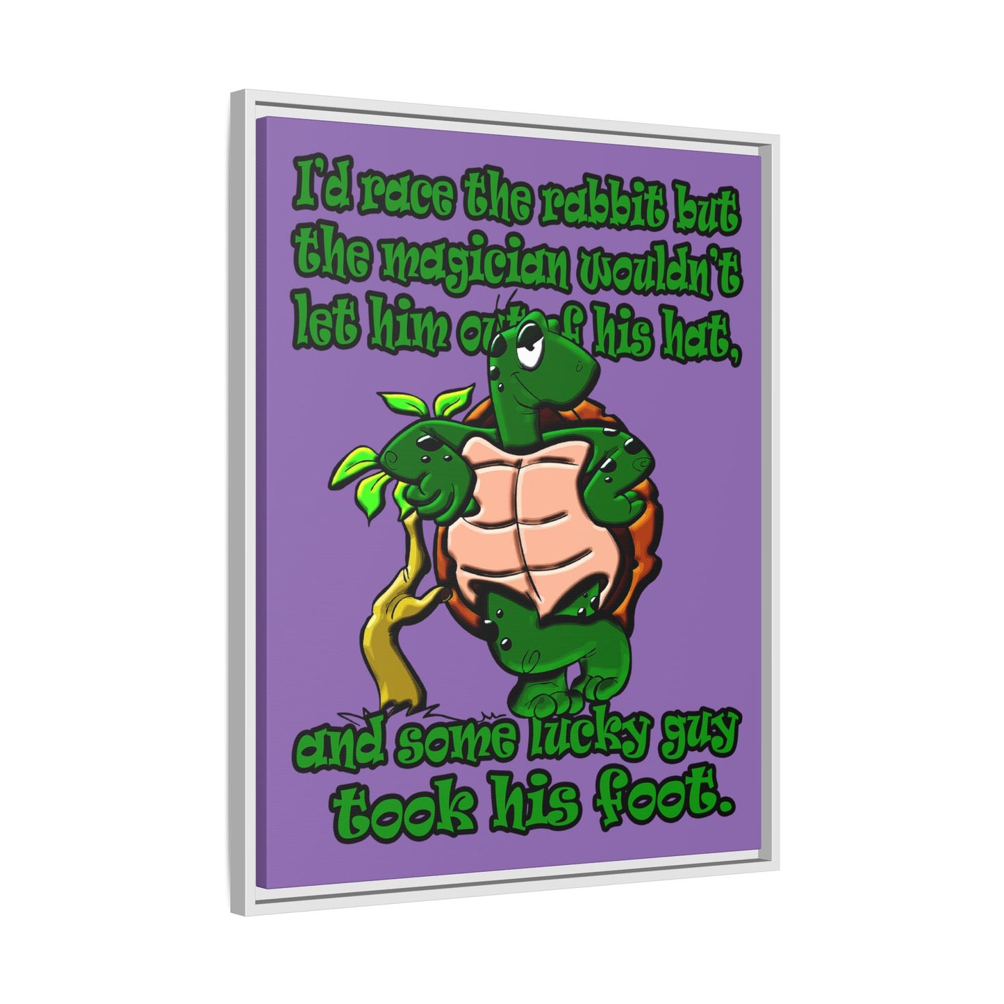turtle race - framed canvas art (light purple)