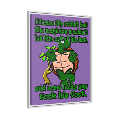 turtle race - framed canvas art (light purple)