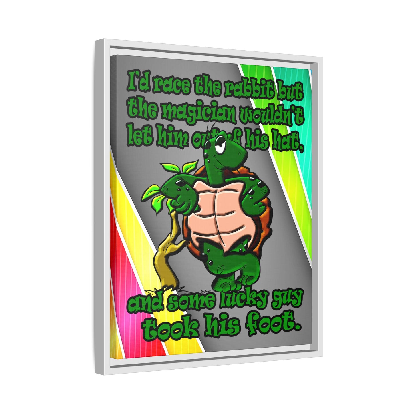 turtle race - framed canvas art (rainbow split)