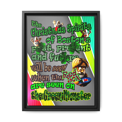 christmas spirits of boston - framed canvas art (rainbow split)