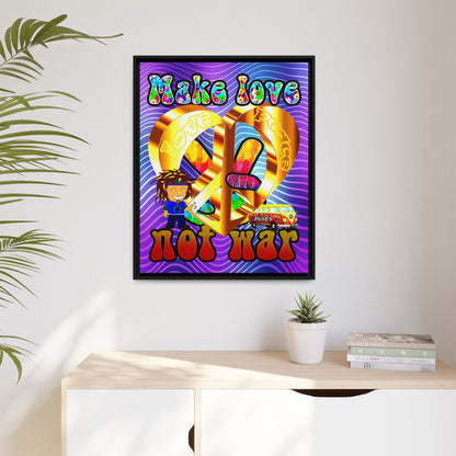 love peace - framed canvas art (purple wave)