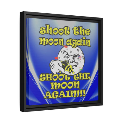 shoot the moon again - framed canvas art (blue-white wave)