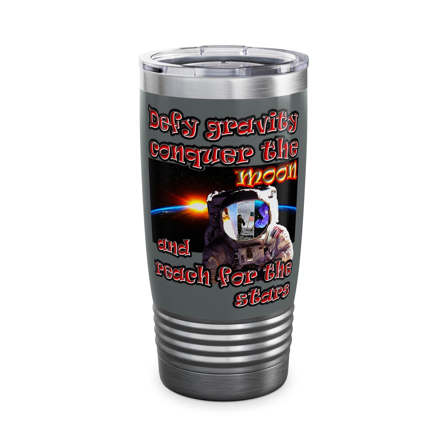 defy conquer reach - Ringneck Tumbler, 20oz (dark grey)