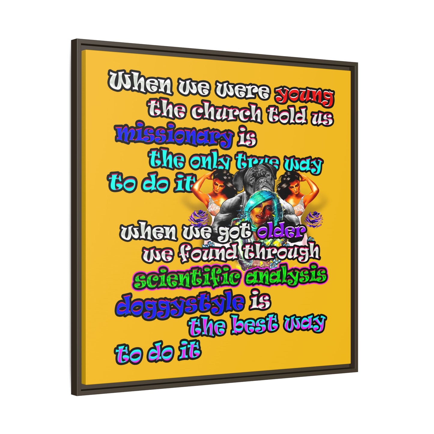doggystyle - framed canvas art (yellow)