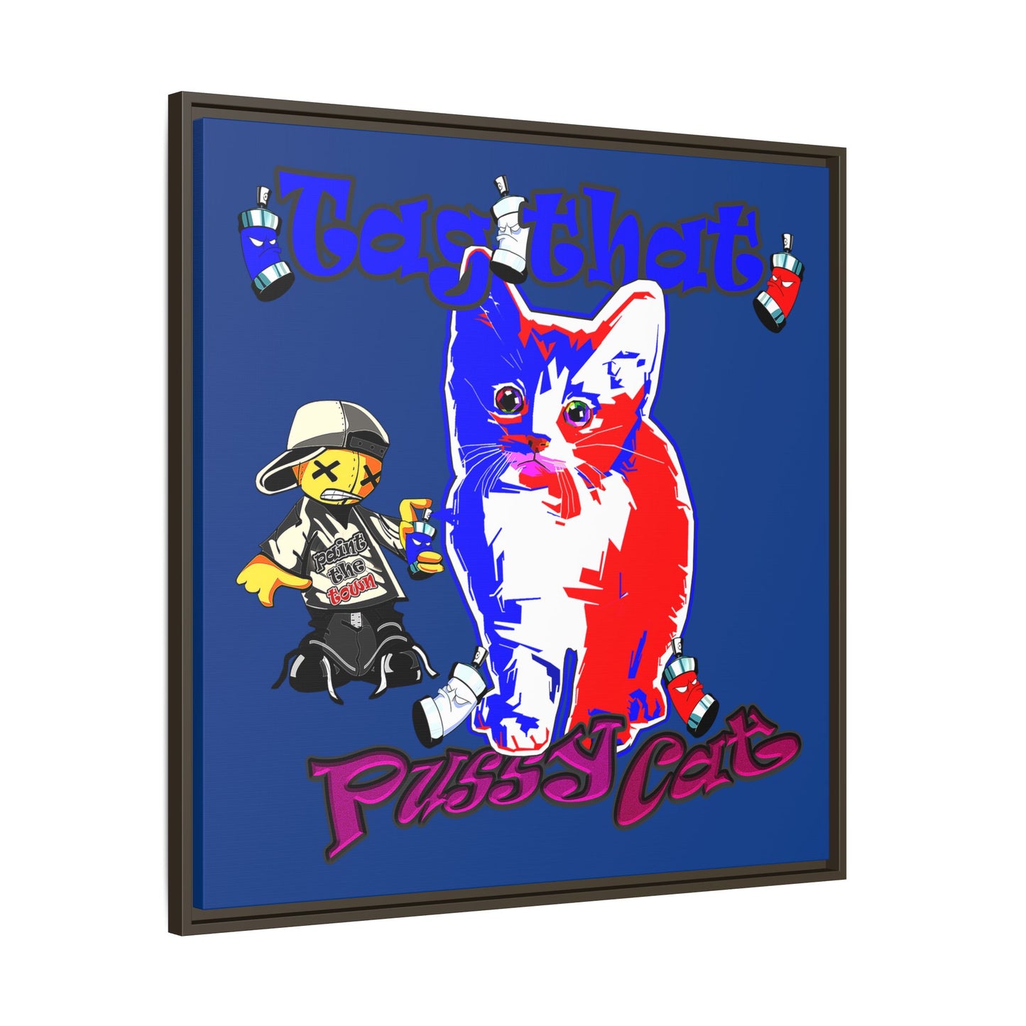 tag that - framed canvas art (dark blue)